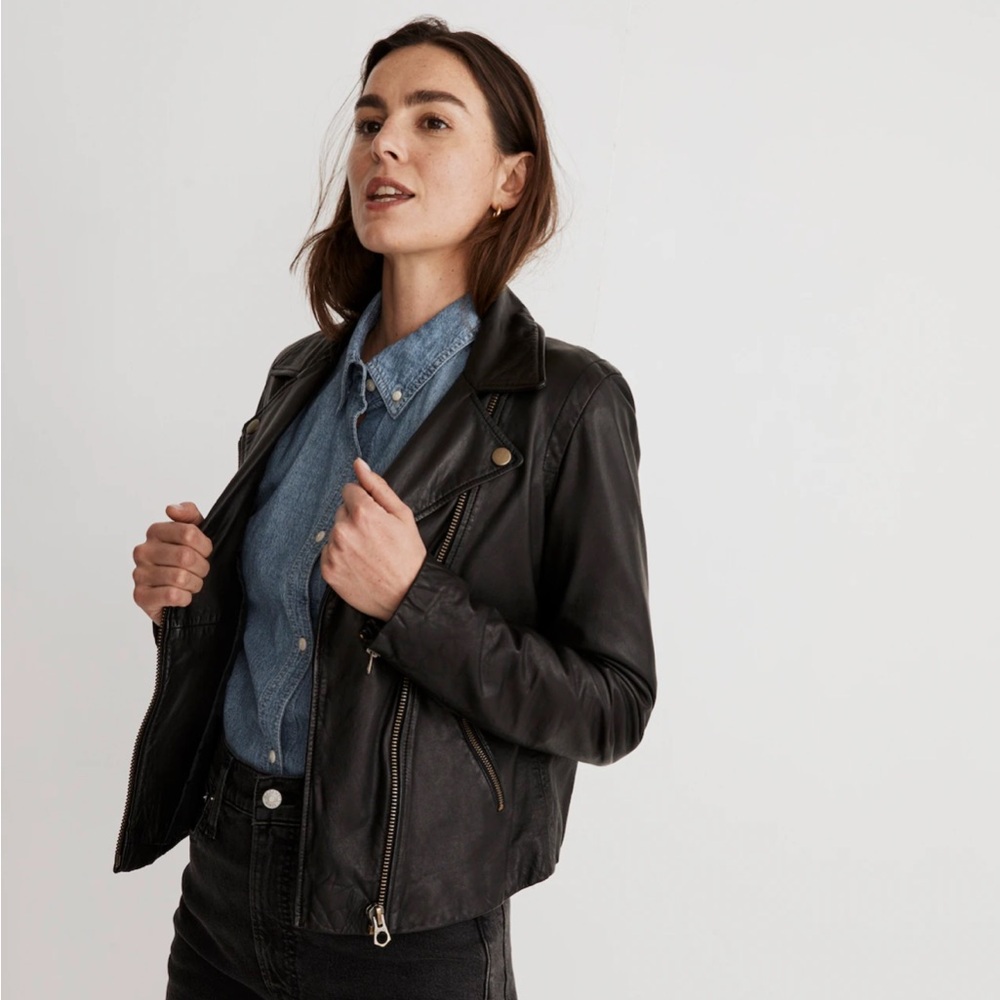 Madewell Leather Motorcycle Jacket: Brass Hardware Edition